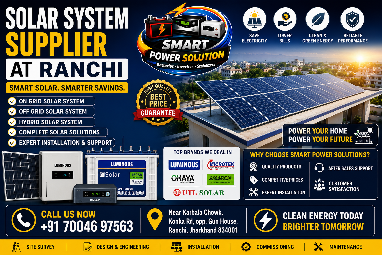 Solar system supplier at Ranchi